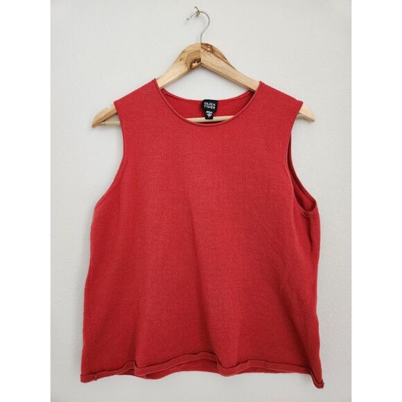 Eileen Fisher Red Merino Wool Blend Sleeveless Knit Tank Top | Size L - Picture 1 of 9